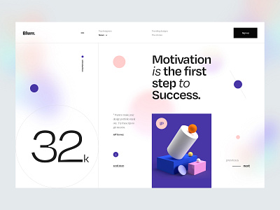 Blurr. Series - 32k Followers 3d 3d design 3d object app blog blur clean dribbble followers gradient minimal news typography ui ui design ui8 ux ux design web web app