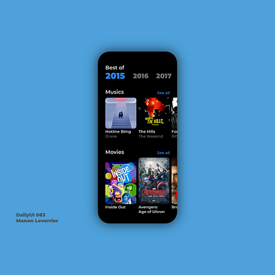 DailyUI 063 Best of 2015 063 63 application best best of best of 2015 daily 100 challenge daily ui dailyui design mobile ui