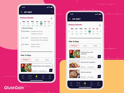 Diet plan screens app app design app ui coaching design training ui ui ux design user experience userinterface ux