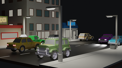 Street Scene_2 illustration low poly