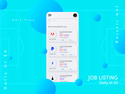 Job Listing | job search app Daily UI day 50 dailyui dailyuichallenge job app ui job application job board job list job listing job portal job search