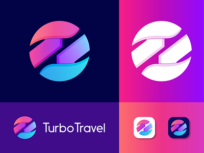 TurboTravel Logo Design | T Letter Mark abstract app logo brand identity branding design creative logo gradient logo icon logo design logo mark logos logotype modern logo t abstract t letter mark t modern logo travel travel app travel logo travel modern logo typography