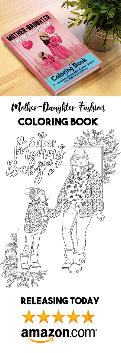 Best Mother-Daughter Twinning Fashion Coloring Book for Girls an best covers of 2020 fashion coloring book for girls mother daughter coloring book mother daughter combo dress mother daughter matching outfits mother daughter same dress mother daughter twinning gowns mother daughter twinning outfits top book covers of the year typography ux vector