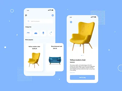 Furniture e commerce mobile app chairs ecommerce ecommerce app furniture lamp minimal mobile app mobile design mobile ui shop shopping app table ui uiux ux