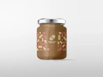 Jar butter peanut 250g fresh fresh nuts butter glass glass jar illustrations illustrator jar mockup nuts peanut peanut butter peanuts photoshop pink and brown