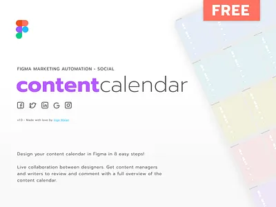 Free Figma Social Content Calendar - Marketing Automation content design design freebie