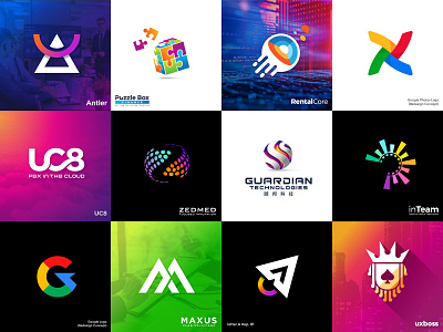 Creative & Modern Logo Designs by uxboss #Set 01 app icon branding clean concept conceptual logo creative logo design flat icon lettering logo logo design logo designer logo inspiration logomark logos logotipo logotype modern logo technology logo vector