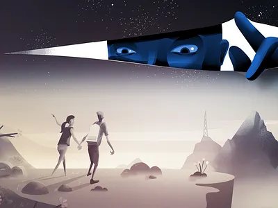 Spy Satellites editorial illustration illustration illustration design illustrator science fiction