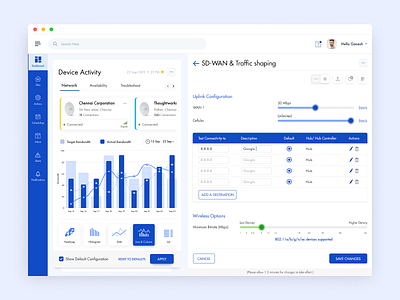 SDWAN and Traffic Shaping Web Application admin analytics clean component dashboard download field font form graph graphic grid library material profile progress bar react system ui uidesign