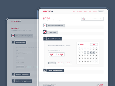 Multi-step form wizard UI with collapsible tabs for appointments appointment appointment booking calendar collapsed concept dates design expanded forms inputs interaction interface options steps ui ux wizard