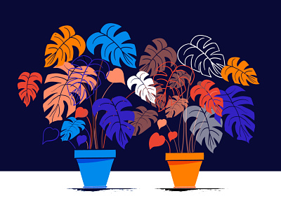 Monstera plant design illustration minimal monstera plant ui vector