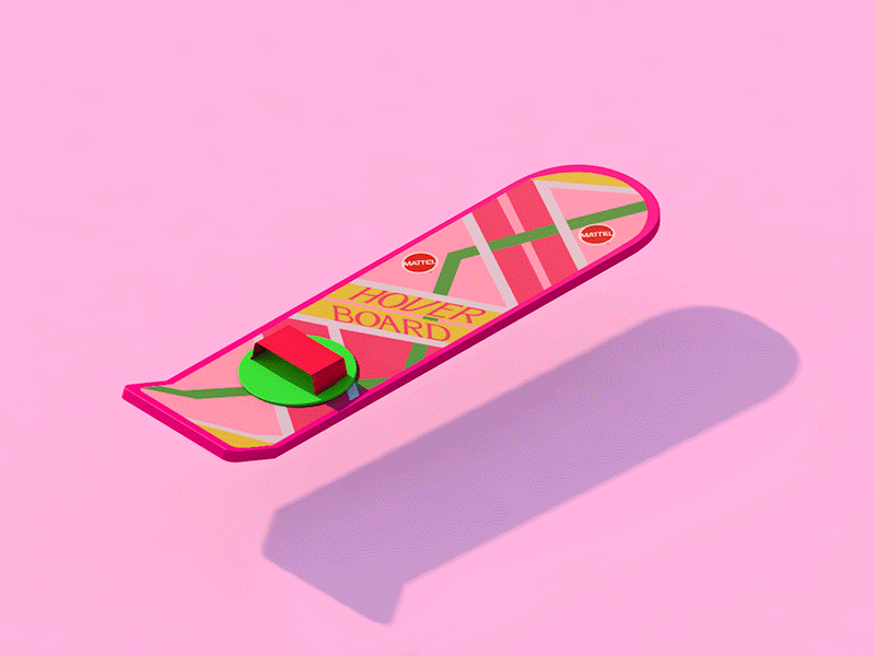 Hoverboard 3d 3d art 80s backtothefuture c4d cinema4d design gif hoverboard isometric movie pink scifi