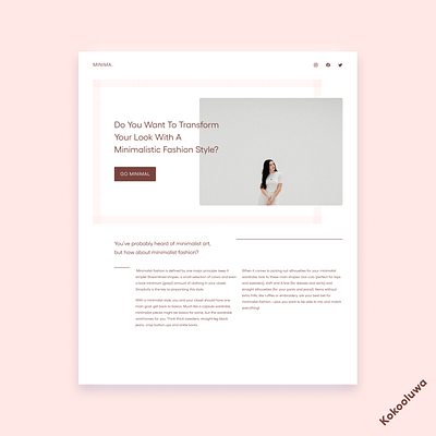 Minimalistic Landing Page ecommerce fashion figmadesign minimalism minimalist minimalistic typography ux webdesign