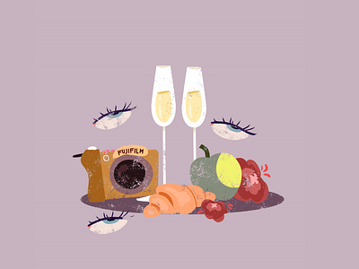 Fuji Film croissant editorial editorial art editorial illustration flat flat illustration fruits graphicdesign illustraion picnic simple