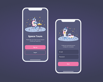 Space Tours App: Sign Up Screen app art concept design designer dribbble interface product space ui uiuxdesign ux website