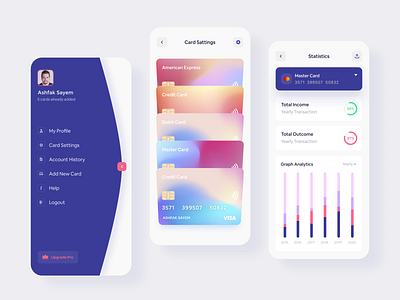 Banking App 2020 trend app app design banking banking app card creative dribbble best shot finance finance app interaction landing page menu design mobile design mockup statistics uidesign wallet walletapp webdesign