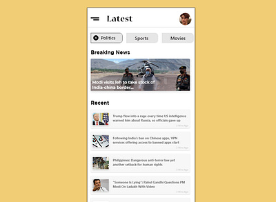 News App adobexd app design design mobile design mobile ui ui ui design uiuxdesign user experience user interface user profile ux ux ui ux design xd
