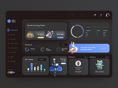 Dashboard for Teams - Dark Mode - UI app application dark dark mode dashboard data drawing growth infographic interface management remote system team ui ux work