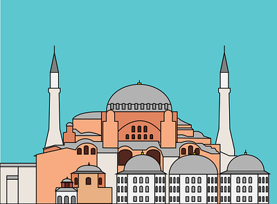 Istanbul Hagia Sophia building careem historic illustration istanbul minimal street travel turkey