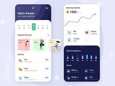 Healthy Life Application app app design cycling design health health app healthcare healthy illustraion sports ui uiux vector yoga