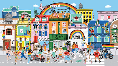 Kiehl’s Since 1851 | Pride 2020 2d animation ad animation art city color commercial design illustration kiehls lgbt man motion graphics new york people pride pride month queer rainbow woman