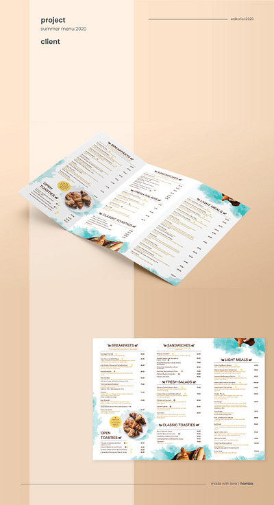 Bread Basket Summer Menu branding design design layout design mediterranean menu menu card menu design print restaurant restaurant braning summer summer menu typography watercolour