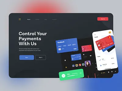 Payments Home Page afterglow app bank bank app bank card banking charts clean dashboard landing minimal mobile app money money app payments statistics ui website