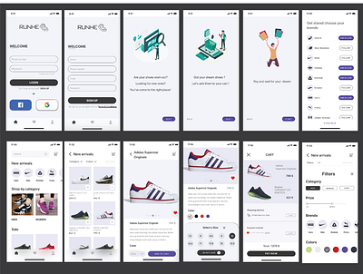 RUNHE Shoes App app app logo designs dribble shot e commerce interaction mobile app online shop shoe store shoes sketch sports ui ux