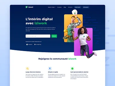 iziwork website worker B2C branding clean design design system flat lean photo ui web webdesign worker