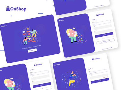 OnShop-Sign In & Sign Up Design branding clean clean app landing illustration landingpage uidesign uiuxdesign ux vector websight