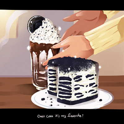 Oreo all the way cafe cake coffee shop coffeeshop delicious food and drink food illustration foodie illustration ipad pro korean milkshake oreo procreate