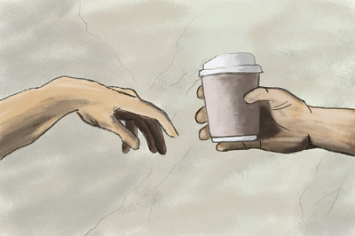 awakening coffee coffee cup hand illustration illustrator photoshop wacom intuos