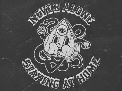 CareWear Home Alone COVID19 Fundraiser antiques blackletter characterdesign covid19 distressed eye illustration logo ouija planchette snake stayhome texture typography vintage