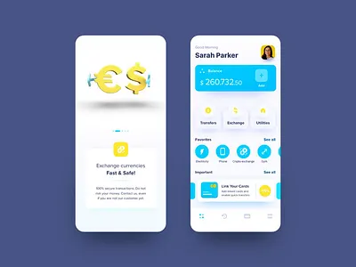Wallet App app balance cards crypto exchange cryptocurrency currency currency exchange dollar sign euros iosapp uiux utilities