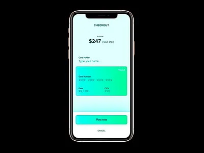 Daily UI - Day 2 - Checkout blue card checkout clean gradient green inter minimal pay ui