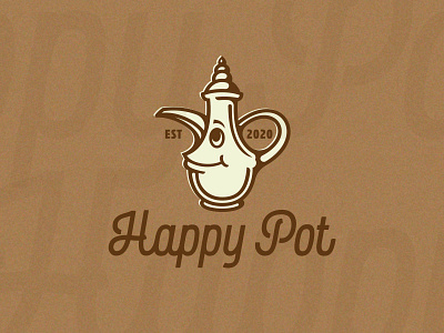 Happy Pot arabic character coffe pot coffee for sale happy joy logo pot smiling template vector