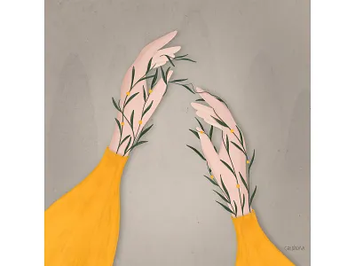Hands with curly flowers art artist artwork design drawing flower hand illustraion illustrator