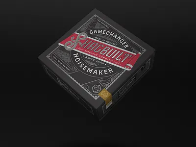 Box design for Shagbuilt co. box design details label lettering ornaments packaging stamp victorian