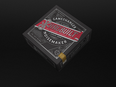 Box design for Shagbuilt co. box design details label lettering ornaments packaging stamp victorian