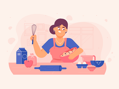 Baking time 2d art baking cooking flat freebie illustration ui vector