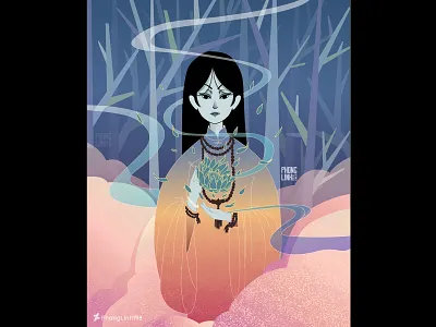 Fate buddha costume costume design design digital digital illustration digitalart forest haze illustration lotus lotus flower mist national national costume quotes tree