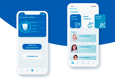 Concept of personalized app for MEDI clinic app dentist doctor medi medical patients ui ux