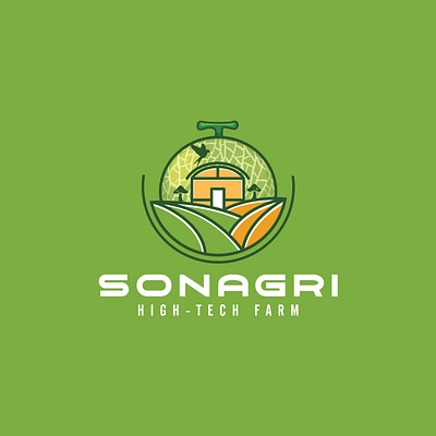 Sonagri High-tech Farm logo by Brandall Agency adobe illustrator brandall branding design farm fruit logo illustration landscape logo logo design rice