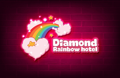 Diamond Rainbow Hotel logo by Brandall Agency brandall branding design diamond flat hotel illustration logo logo design pink rainbow vector