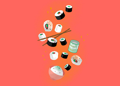 Sushi Illustration (Week 13 - Still Here Still Life) cute food illustration illustration illustrator procreate sushi