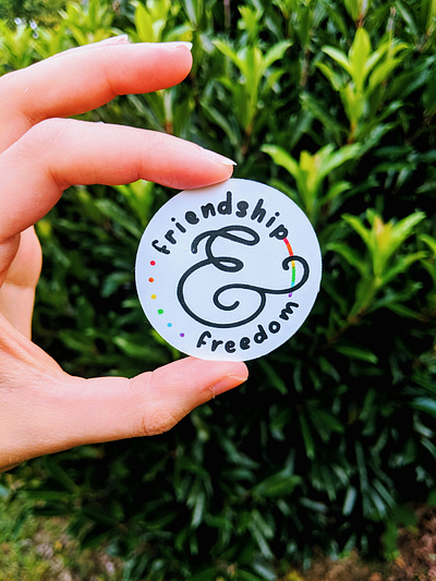 Friendship & Freedom | Hand Printed Pride Stickers ampersand design handmade illustration pride printmaking screen print silkscreen stickers