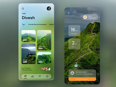 Trekking Experience on Forts in Pune app blur blurry dailyui dashboard design icon mobile navigation neumorphic neumorphism places travel traveling trek trekking ui ux web website