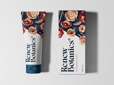 Renew Botanics - Perfecting Cream botanical branding cosmetics cream design floral floral pattern flower identity illustration lockup packaging packaging design skincare women