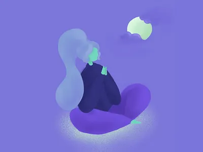 Moonlight Meditation character digital illustration drawing illustration procreate procreate app procreate art purple