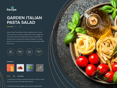 Recipe - CBD cooking recipe screen UI adobe xd branding cannabis cbd cbdoil clean ui cook cooking design illustration interface logo marijuana pasta recipe recipes typography ui ux